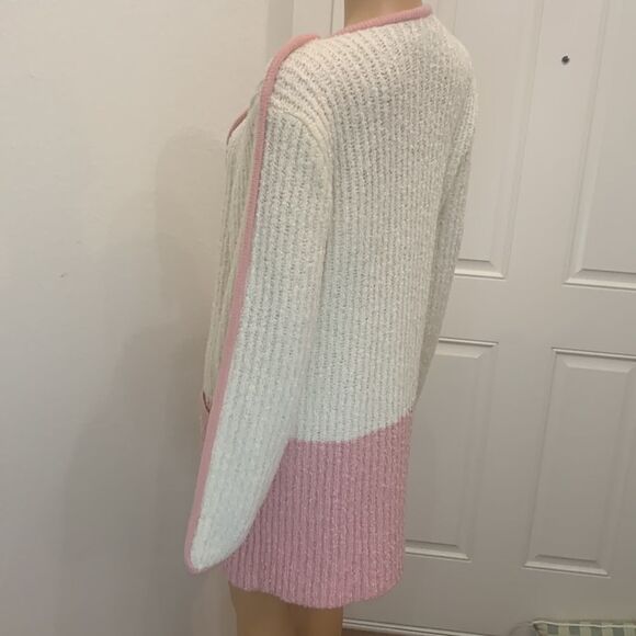 Laura Gayle Large 💯 Acrylic Machine Wash 2 Button Front Pretty In Pink Sweater - Picture 7 of 12